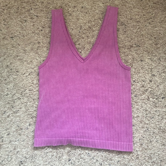 Pink Ribbed Fitted Tank Top - Picture 1 of 2